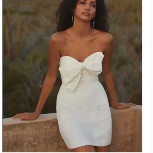 Hutch Eyelet Bow Tie Hipster Lace Romantic Party Elegant Chic Glam Mini Dress - Picture 2 of 9